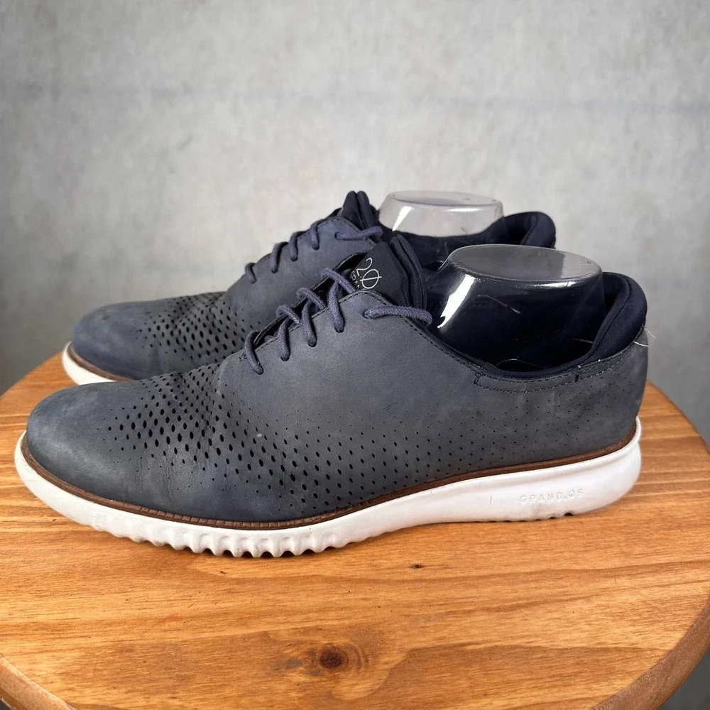 Cole Haan 2.ZeroGrand Oxford Mens 12 Navy Good Laser Wingtip C23806